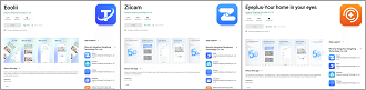 Exemplos de aplicativos infectados no Google Play. Imagem: Kaspersky/Reprodução